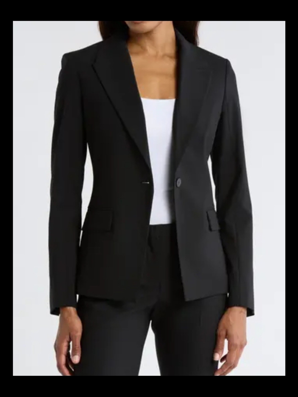 Theory Black Women's Single-Button Tailored Blazer 1468 P2P 19 Closed Size 6